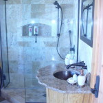 slide bar shower head in tile shower