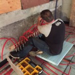 brian installing the heating loops